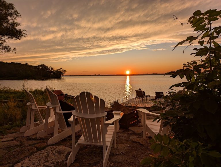 Waterfront guesthouse at sunset in Prince Edward County